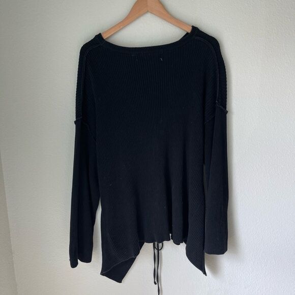 Free People Beach Brig Tie Front Pullover in Black - Picture 8 of 12